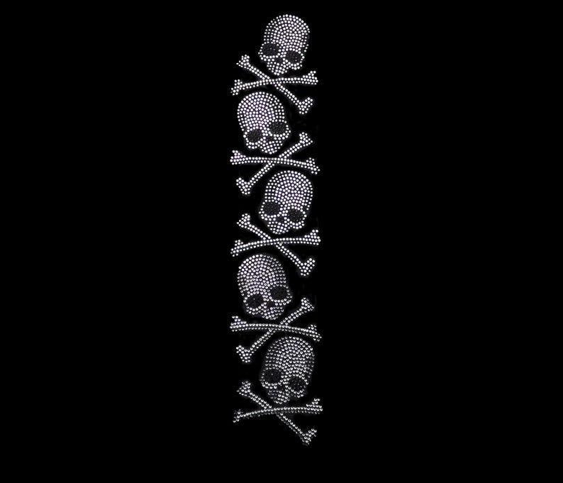 Skull Rhinestone Transfer Crystal Skull Rhinestone Iron on Transfer Patch , Bling Skulls for ...