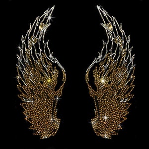 Blonde angel wings , iron on crystal Angel wings , angel wings for clothes , rhinestone angel wings, heat transfer angel wings, rhinestone