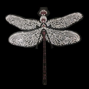 Dragonfly Rhinestone Iron on Heat Transfer, dragon fly hot fix rhinestones, bling dragon fly patch, iron on rhinestone motif 10&quot; x 10&quot;