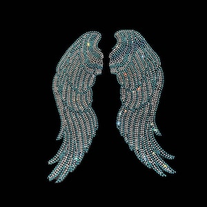 Blue Angel Wings Rhinestone Heat Transfer