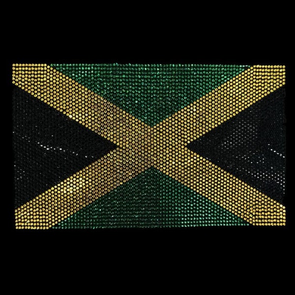 Jamaican Flag Rhinestone Heat Transfer Design