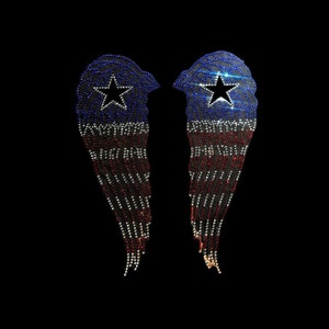 American Star Ange hot fix Wings, Hot Fix Clothing Design, Iron-On American Star Angel Wings, Heat Transfer American Star Design