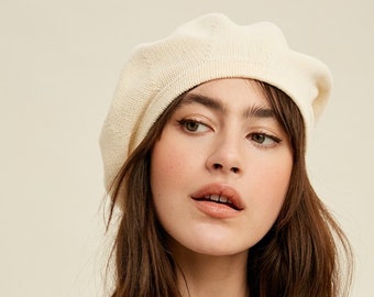 Knit Hat Slouchy Beret Beret Hat French 