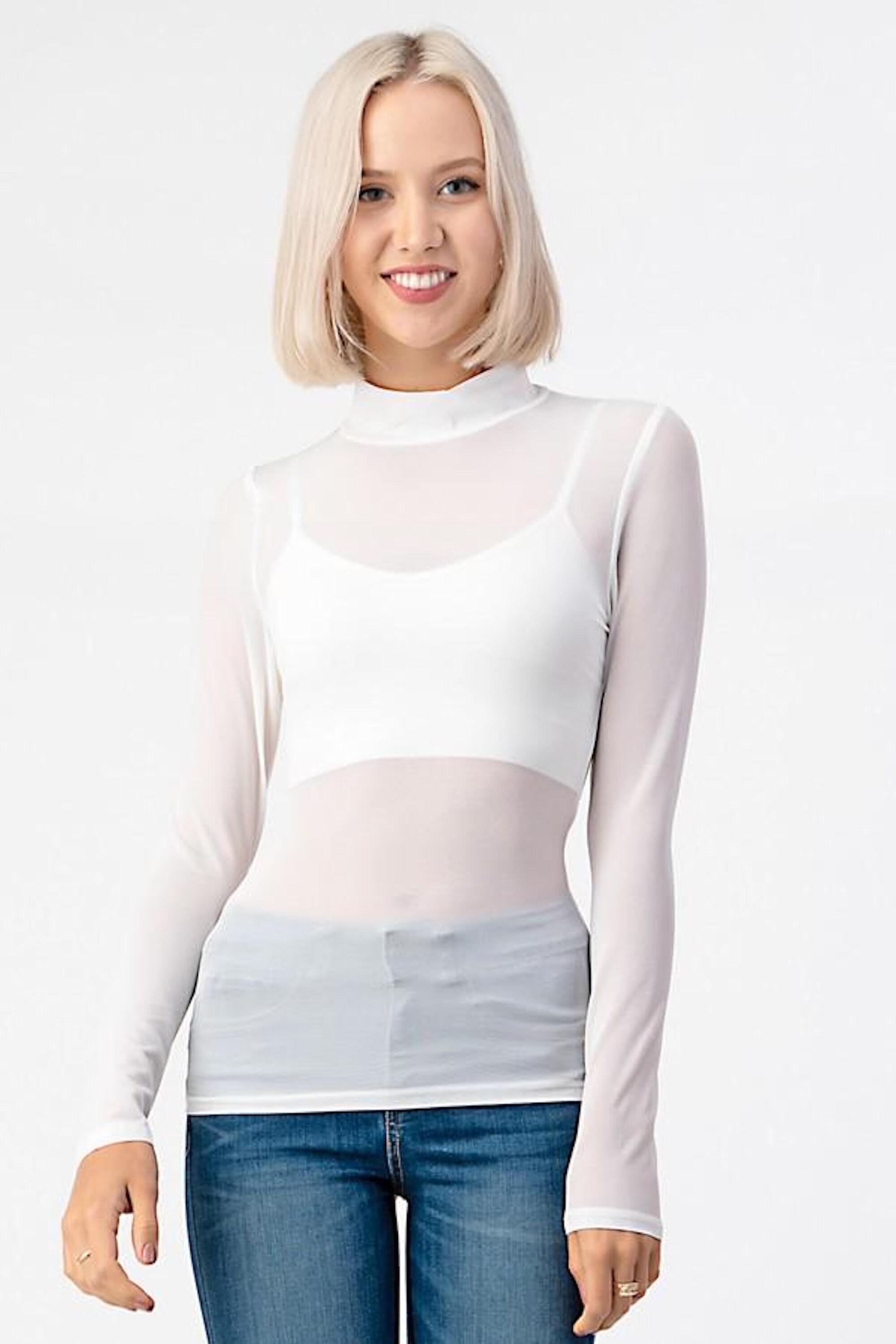 90s Mesh Sheer Tunic / Long Sleeve Top 