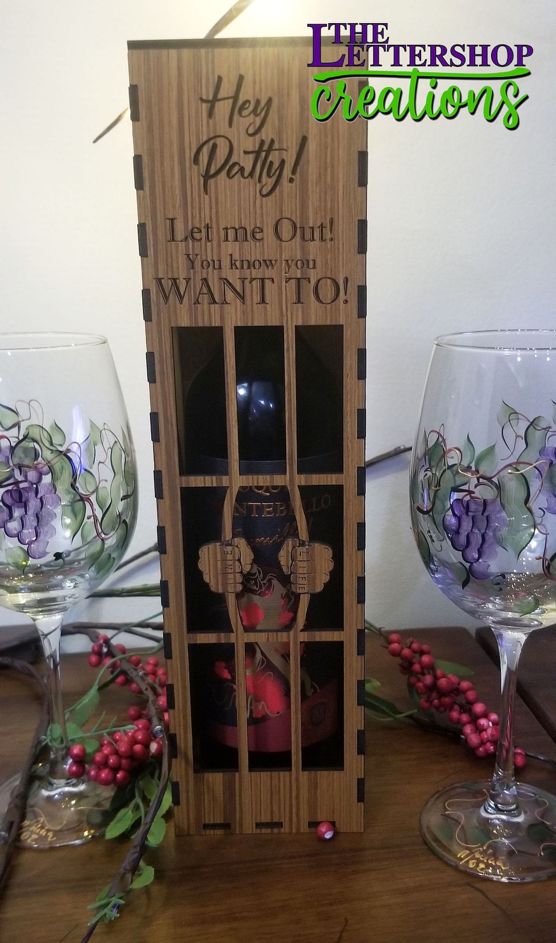 Personalized Let Me Out Wine Jail Wine Carrier Personalized for Wine
