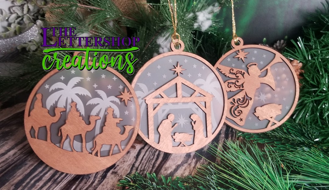 Nativity Scene Trio Christmas Ornaments set of 3 Etsy