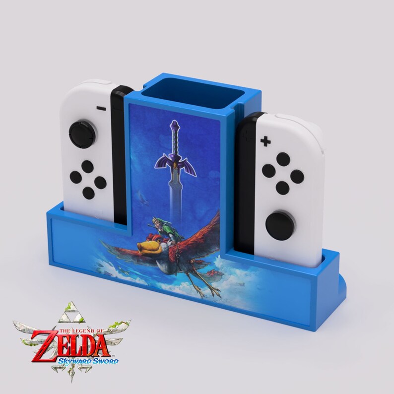 Protect your precious JoyCons with this wall mounted JoyCon Stand! Includes your choice of Amiibo.