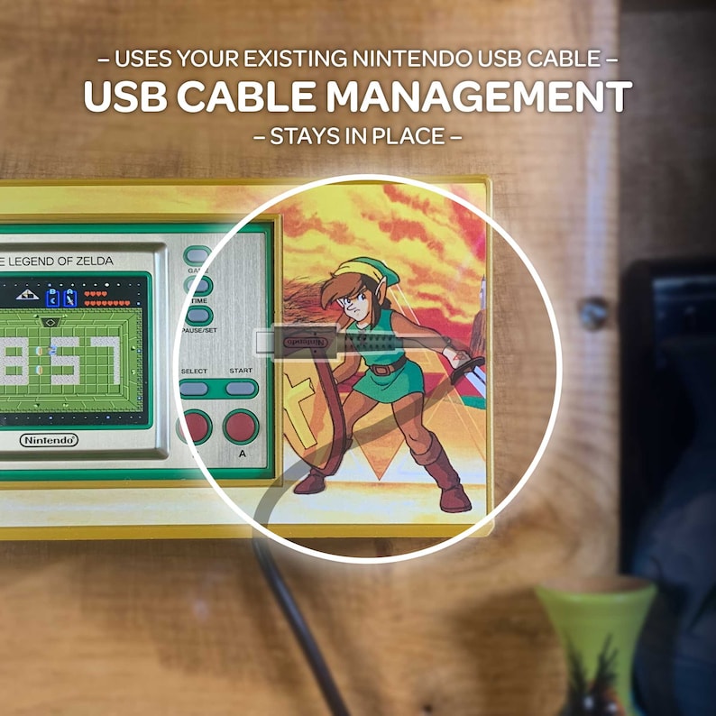 No cables visible here! Proudly mount your Game & Watch with a cable-free appearance!