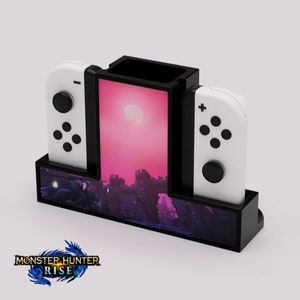 Protect your precious JoyCons with this wall mounted JoyCon Stand! Includes your choice of Amiibo.