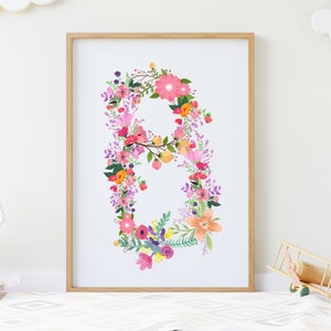 Initial Digital Wall Art, Letter B Print, Printable Letter B, Floral Letter B, Woodland Alphabet, Instant Download, Digital Download