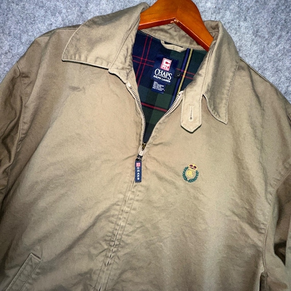 Chaps Ralph Lauren, Chaps Ralph Lauren Jacket Mens L Tan Harrington Vintage 90s Plaid Lined Crest