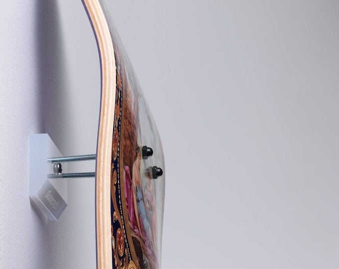 Clear Floating Skateboard Wall Mount, Discreet Deck Hanger, Vertical Horizontal Display