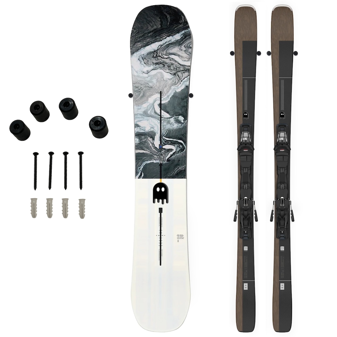 Snow Racer Wall Mount Minimalist Ski Snowboard Wall Mount – Vulcanized Rubber Gravity Grip ...