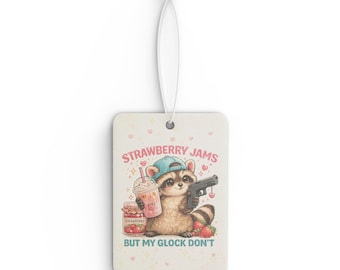 Leuke wasbeerluchtverfrisser – grappige aardbeienjam, maar My Glock Don’t – Kawaii Meme-autoaccessoire – uniek cadeau