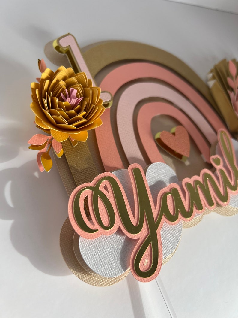Rainbow Boho Cake Topper - Etsy