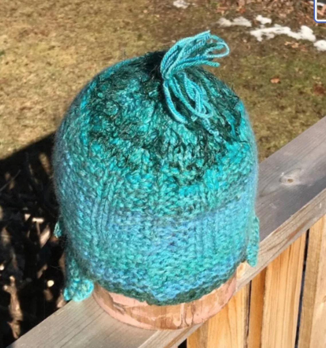 SALE! Cashmere Sea Green Blue Handknit Ear Flap Hat - Etsy display picture 2