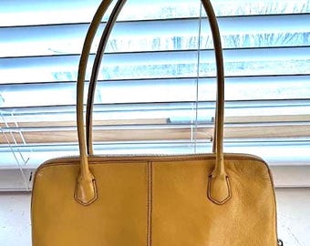 Vintage Baguette Mustard Leather HOBO Handbag