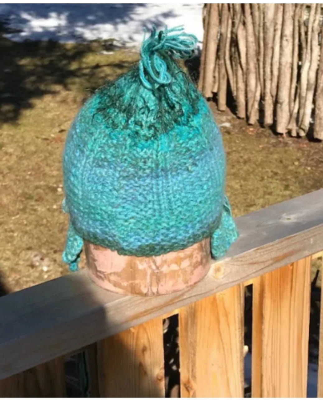 SALE! Cashmere Sea Green Blue Handknit Ear Flap Hat - Etsy display picture 3