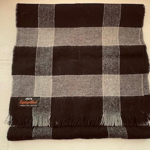 SALE! Unisex Vintage Black and Grey Large Check Scarf