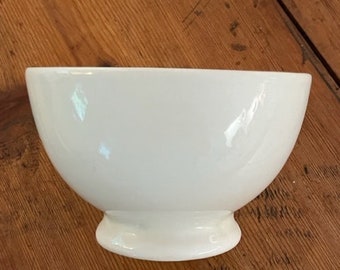 Vintage Boch Belgian Ceramic Ironstone Solid White Cafe aux Lait, soup, cereal Bowl