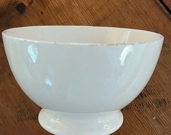 Vintage Dutch Belgian French Ceramic Ironstone Solid White Cafe aux Lait, soup, cereal Bowl
