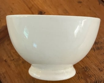 Vintage Boch Belgian Ceramic Ironstone Solid White Cafe aux Lait, soup, cereal Bowl