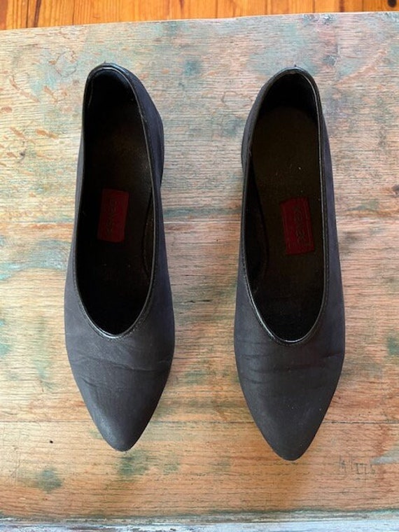Vintage 80"s Kenzo Buckskin Pointy Toed Flats - image 1