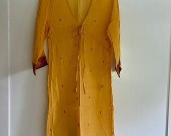 Golden Indian Summer Lightweight Voile Like Cotton Coverup Robe Coat