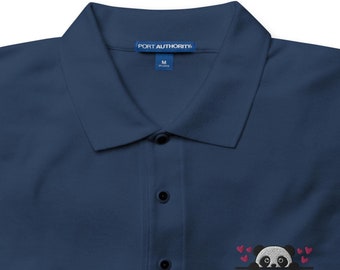 Polo con bordado de panda, linda camiseta con la bandera de panda, polo con panda, amante de los pandas, amante de los animales