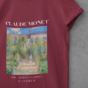 Claude Monet, T-shirt Monet, Jardin d&#39;artistes à Vetheuil, Chemise Artsy, Vêtements d&#39;art, T-shirt de peinture, Cadeau d&#39;amant d&#39;art, Cadeau pour maman