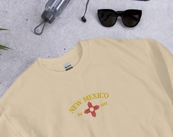 Sudadera bordada de Nuevo México, Nuevo México, Nuevo México, Camisa de Nuevo México, Regalo de Nuevo México, Cuello redondo bordado, Sudadera, Suroeste