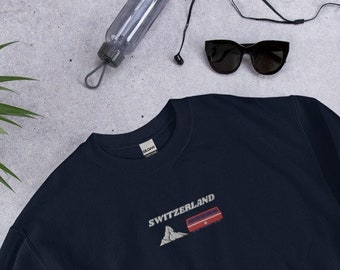 Switzerland Embroidered Sweatshirt, Switzerland, Comfy Swiss Sweatshirt, Unique Switzerland Gift