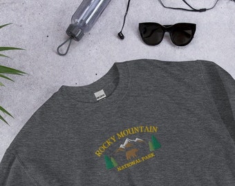 Rocky Mountain National Park Sweatshirt, Embroidered Rocky Mountain Sweatshirt, Comfy National Park Inspired Apparel, Outdoor Adventure Gift