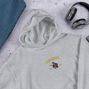 Virginia Embroidered Hoodie, Virginia, State of Virginia, Virginia Shirt, Virginia Gift, Embroidered Pullover, Hoodie
