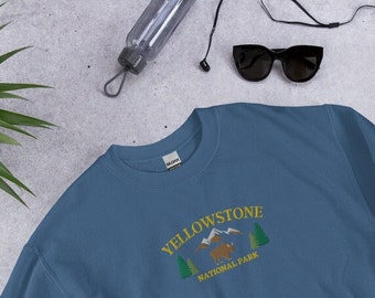 Yellowstone National Park Sweatshirt, Embroidered Yellowstone Sweatshirt, Comfy National Park Inspired Apparel, Outdoor Adventure Gift
