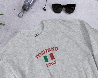Positano Embroidered Sweatshirt, Positano Italy Flag Embroidered Sweatshirt, Italy Shirt, Positano Italy, Italy, Positano Italy Sweatshirt