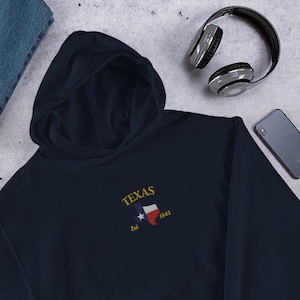 Texas Embroidered Hoodie, Texas Hoodie, Lone Star State, Texas Shirt, Texas Gift, Embroidered Pullover