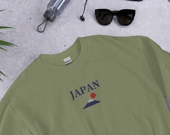Sudadera japonesa bordada con diseño del Monte Fuji, cómoda sudadera de viaje, regalo japonés para amantes de Japón, suéter con paisaje del Fuji