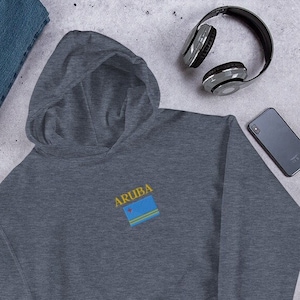 Aruba Flag Embroidered Hoodie, Cozy Sweatshirt, Caribbean Hoodie, Aruba, Aruba Sweatshirt
