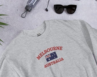 Melbourne Embroidered Sweatshirt, Australia Sweatshirt, Australia Embroidered Sweatshirt, Melbourne, Australia, Australian Flag