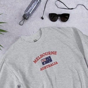 Melbourne Embroidered Sweatshirt, Australia Sweatshirt, Australia Embroidered Sweatshirt, Melbourne, Australia, Australian Flag