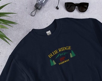 Blue Ridge Embroidered Sweatshirt, Blue Ridge Sweatshirt, Blue Ridge Parkway, North Carolina, Embroidery, Embroidered Sweatshirt, Virginia
