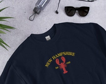 New Hampshire Embroidered Sweatshirt, New Hampshire, State of New Hampshire, New Hampshire Shirt, New Hampshire Gift, Embroidered Crewneck