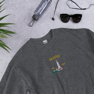 Maine Embroidered Sweatshirt, Maine, State of Maine, Maine Shirt, Maine Gift, Embroidered Crewneck, Sweatshirt