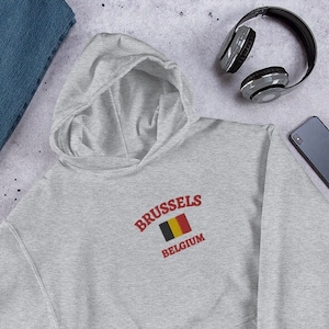 Brussels Embroidered Hoodie, Brussels Hoodie, Brussels Belgium, Belgium Sweatshirt, Brussels Souvenir