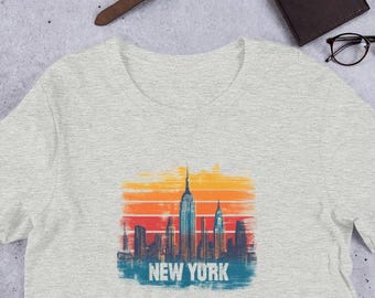 Camiseta retro con el horizonte de Manhattan, camiseta vintage de recuerdo de Nueva York, camiseta clásica de viaje de Midtown NYC