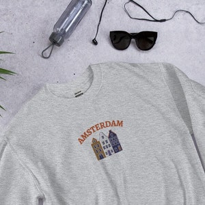 Amsterdam Embroidered Sweatshirt, Amsterdam Netherlands, Dutch, Netherlands, Outdoor Apparel, Embroidery, Embroidered Sweatshirt