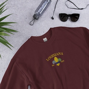 Louisiana Embroidered Sweatshirt, Louisiana, State of Louisiana, Louisiana Shirt, Louisiana Gift, Embroidered Crewneck, Sweatshirt