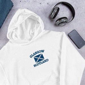 Scotland Embroidered Hoodie, Glasgow Hoodie, Scotland Flag, Scotland Sweatshirt, Gift from Scotland