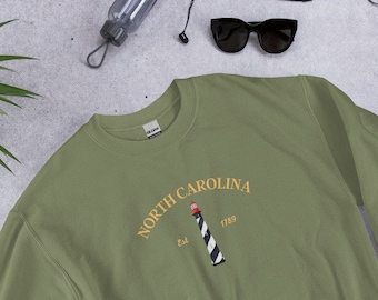 North Carolina Sweatshirt, Lighthouse, Comfy North Carolina Lighthouse Sweatshirt